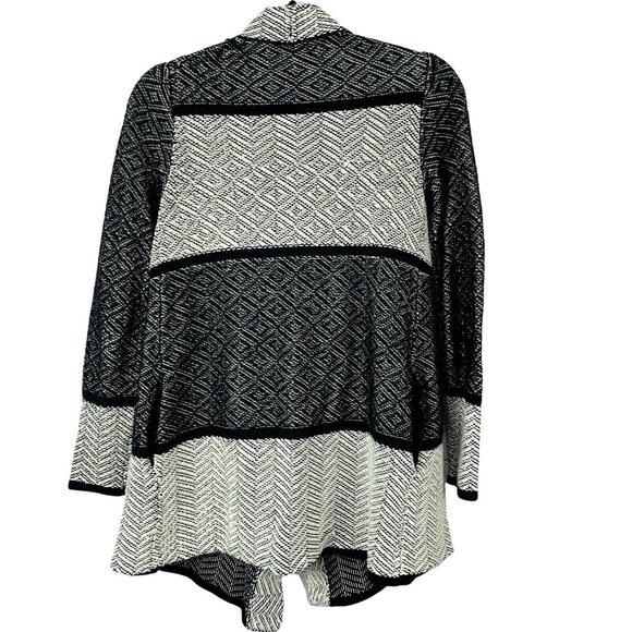 Lucky Brand Cardigan Sweater Wrap Long Open Front size S Black Cream Oversized - Picture 4 of 4
